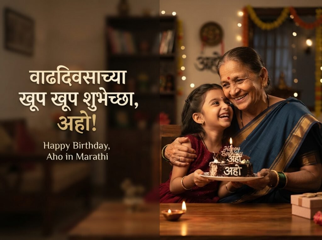 Happy Birthday Aho in Marathi