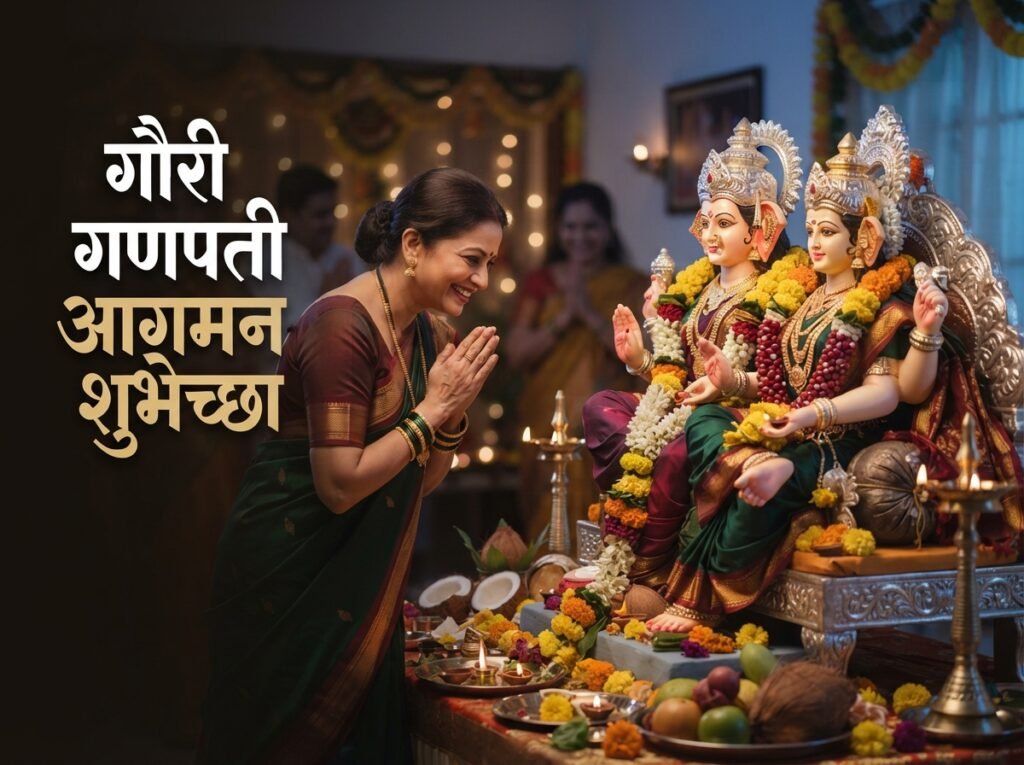 Gauri Ganpati Aagman Wishes in Marathi
