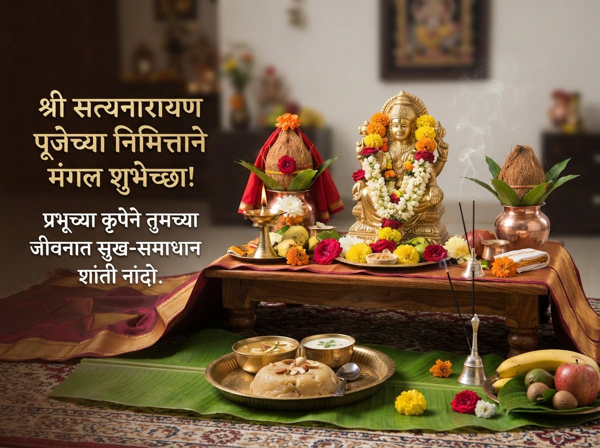 Satyanarayan Pooja Wishes & Nimantran in Marathi